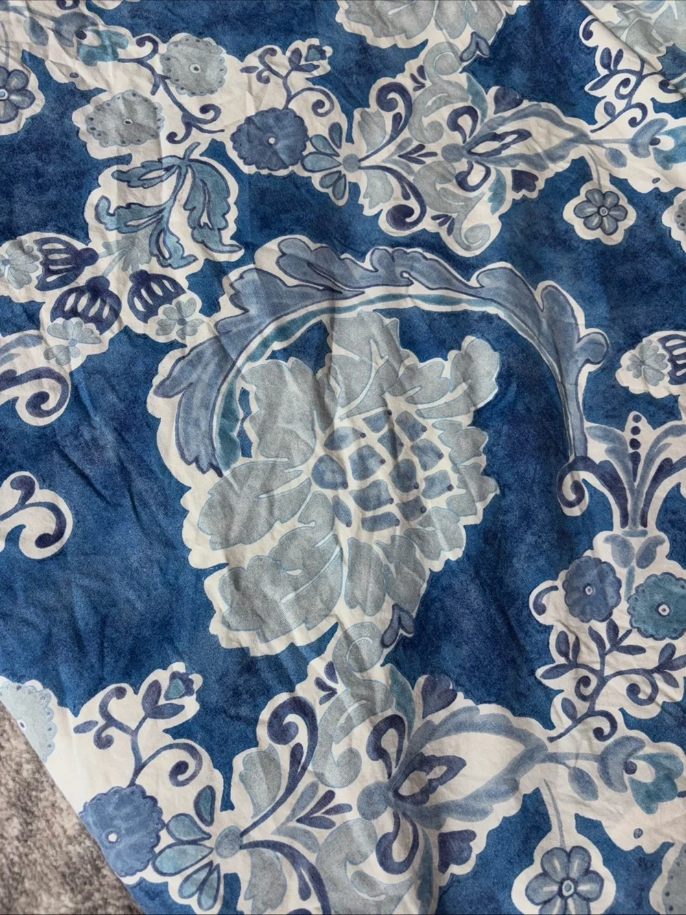 Pottery Barn Jacey Floral Blues Queen full organic cotton Duvet Cover